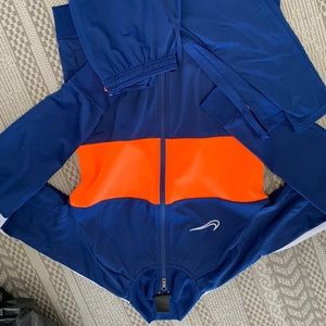 Nike Dri-Fit Mens Zip Navy Orange Sweatsuit SZ M Jacket Pants